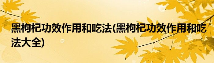 黑枸杞功效作用和吃法(黑枸杞功效作用和吃法大全)