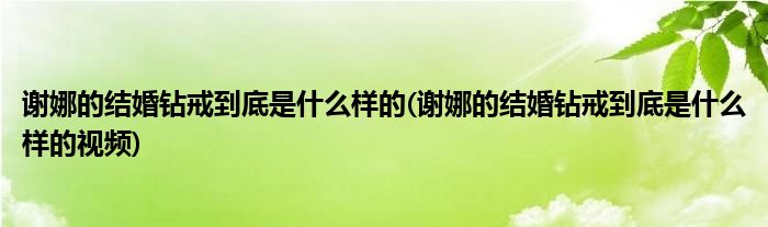 谢娜的结婚钻戒到底是什么样的(谢娜的结婚钻戒到底是什么样的视频)