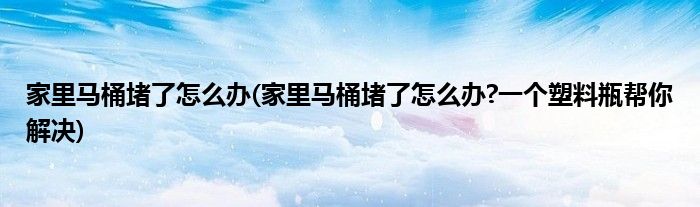 家里马桶堵了怎么办(家里马桶堵了怎么办?一个塑料瓶帮你解决)