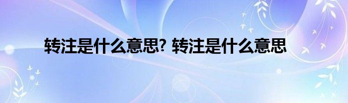 转注是什么意思? 转注是什么意思