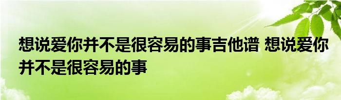 想说爱你并不是很容易的事吉他谱 想说爱你并不是很容易的事