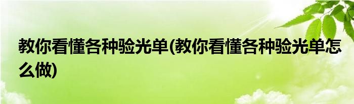 教你看懂各种验光单(教你看懂各种验光单怎么做)