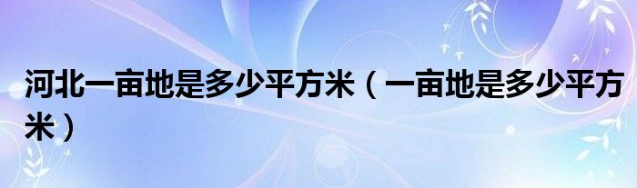 河北一亩地是多少平方米（一亩地是多少平方米）