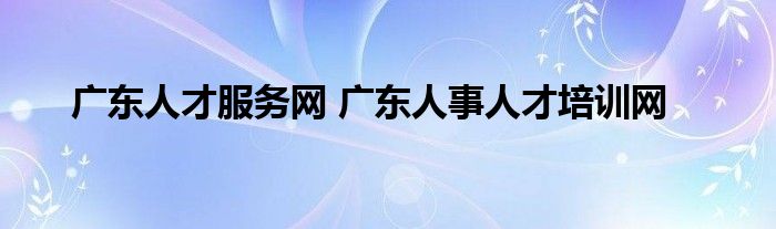 广东人才服务网 广东人事人才培训网