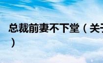 总裁前妻不下堂（关于总裁前妻不下堂的介绍）