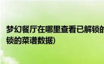 梦幻餐厅在哪里查看已解锁的菜谱(梦幻餐厅在哪里查看已解锁的菜谱数据)