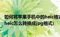 如何将苹果手机中的heic格式转换成jpg格式(苹果手机图片heic怎么转换成jpg格式)