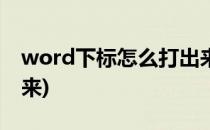 word下标怎么打出来(word的下标怎么打出来)