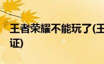 王者荣耀不能玩了(王者荣耀不能玩了 实名认证)