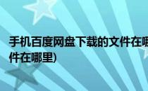 手机百度网盘下载的文件在哪里(苹果手机百度网盘下载的文件在哪里)