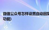 微信公众号怎样设置自动回复(微信公众号怎样设置自动回复功能)
