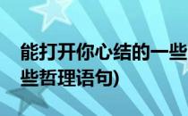 能打开你心结的一些哲理(能打开你心结的一些哲理语句)
