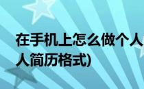 在手机上怎么做个人简历(在手机上怎么做个人简历格式)