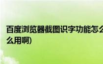 百度浏览器截图识字功能怎么用(百度浏览器截图识字功能怎么用啊)