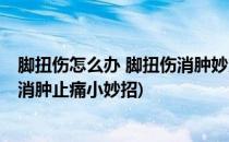 脚扭伤怎么办 脚扭伤消肿妙方 亲身经历(脚扭伤肿了怎么办消肿止痛小妙招)