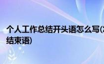 个人工作总结开头语怎么写(怎样写个人工作总结的开头语和结束语)