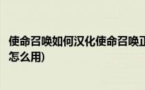 使命召唤如何汉化使命召唤正版如何汉化(使命召唤汉化补丁怎么用)