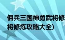 佣兵三国神勇武将修炼攻略(佣兵三国神勇武将修炼攻略大全)