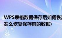 WPS表格数据保存后如何恢复之前的(wpsexcel表格保存后怎么恢复保存前的数据)