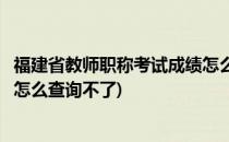 福建省教师职称考试成绩怎么查询(福建省教师职称考试成绩怎么查询不了)