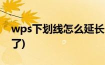 wps下划线怎么延长(wps下划线怎么延长不了)