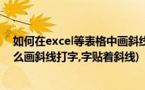 如何在excel等表格中画斜线并上任意打字呢(excel表格怎么画斜线打字,字贴着斜线)
