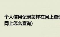 个人信用记录怎样在网上查询 2019年新版的(个人信用记录网上怎么查询)