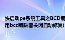 快启动pe系统工具之BCD编辑工具各个功能详细介(PE当中用bcd编辑器关闭自动修复)