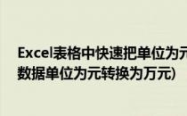Excel表格中快速把单位为元的数据转换成万元(excel表格数据单位为元转换为万元)