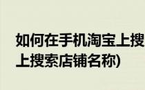 如何在手机淘宝上搜索店铺(如何在手机淘宝上搜索店铺名称)