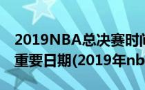 2019NBA总决赛时间 2018-2019赛季NBA重要日期(2019年nba总决赛日期)