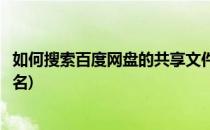 如何搜索百度网盘的共享文件(如何搜索百度网盘的共享文件名)