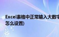 Excel表格中正常输入大数字(excel表格中正常输入大数字怎么设置)