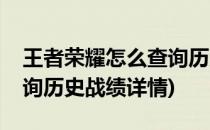 王者荣耀怎么查询历史战绩(王者荣耀怎么查询历史战绩详情)