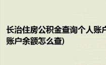 长治住房公积金查询个人账户余额(长治住房公积金查询个人账户余额怎么查)