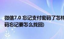 微信7.0 忘记支付密码了怎样安全找回支付密码(微信支付密码忘记要怎么找回)