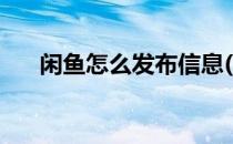 闲鱼怎么发布信息(闲鱼怎么发布信息)