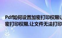 Pdf如何设置加密打印权限让文件无法打印(pdf如何设置加密打印权限,让文件无法打印)