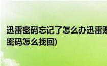 迅雷密码忘记了怎么办迅雷账号如何重置密码(迅雷账号忘记密码怎么找回)