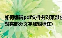如何编辑pdf文件并对某部分文字加粗(如何编辑pdf文件并对某部分文字加粗标注)