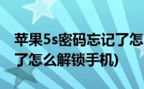 苹果5s密码忘记了怎么解锁(苹果5s密码忘记了怎么解锁手机)