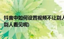 抖音中如何设置视频不让别人看见(抖音中如何设置视频不让别人看见呢)