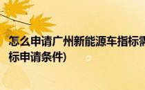 怎么申请广州新能源车指标需要什么条件(广州新能源汽车指标申请条件)