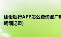 建设银行APP怎么查询账户明细(建设银行app怎么查询账户明细记录)