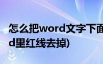 怎么把word文字下面的红线去掉(怎么把word里红线去掉)