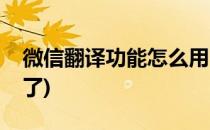 微信翻译功能怎么用(微信翻译功能怎么用不了)