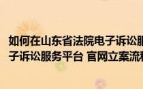 如何在山东省法院电子诉讼服务网完成网上立案(山东法院电子诉讼服务平台 官网立案流程)