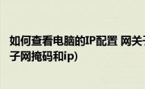 如何查看电脑的IP配置 网关子网掩码DNS?(怎么查看电脑的子网掩码和ip)