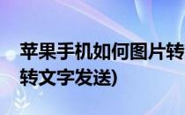 苹果手机如何图片转文字(苹果手机如何图片转文字发送)