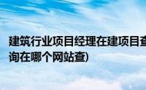 建筑行业项目经理在建项目查询怎样查(项目经理在建项目查询在哪个网站查)